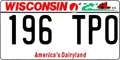 WI license plate 196TPO