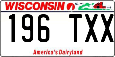 WI license plate 196TXX