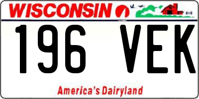 WI license plate 196VEK