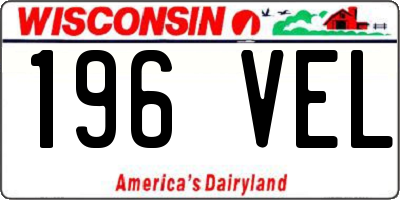 WI license plate 196VEL