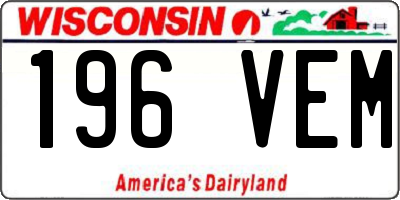 WI license plate 196VEM
