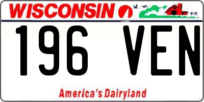 WI license plate 196VEN