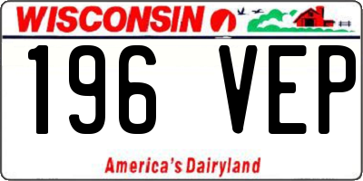 WI license plate 196VEP
