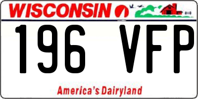 WI license plate 196VFP