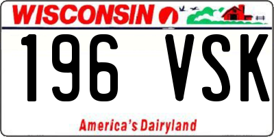 WI license plate 196VSK