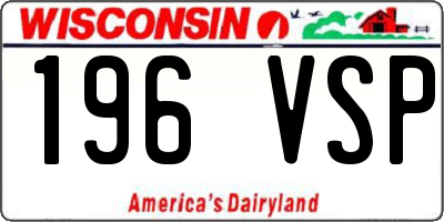 WI license plate 196VSP