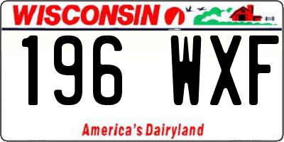 WI license plate 196WXF