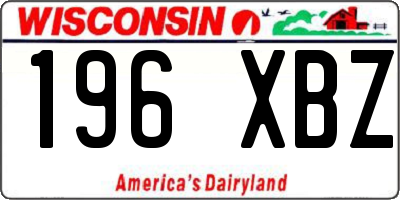 WI license plate 196XBZ
