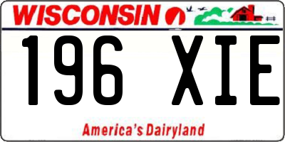 WI license plate 196XIE
