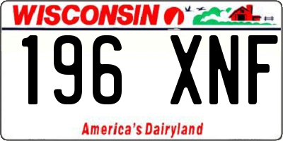 WI license plate 196XNF