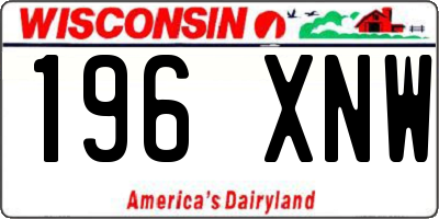 WI license plate 196XNW