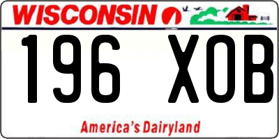 WI license plate 196XOB