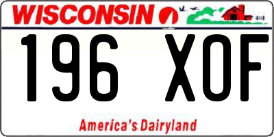 WI license plate 196XOF
