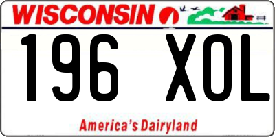 WI license plate 196XOL