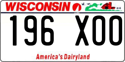WI license plate 196XOO