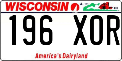 WI license plate 196XOR