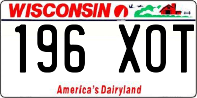 WI license plate 196XOT