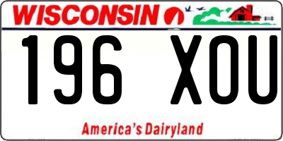 WI license plate 196XOU