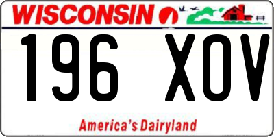 WI license plate 196XOV