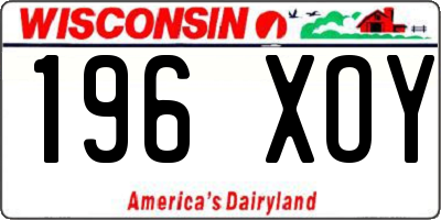 WI license plate 196XOY