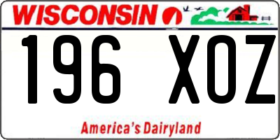 WI license plate 196XOZ