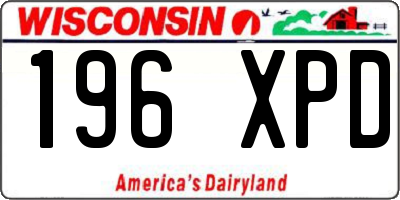 WI license plate 196XPD