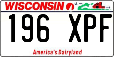 WI license plate 196XPF