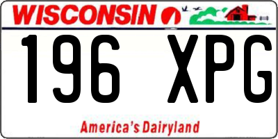 WI license plate 196XPG
