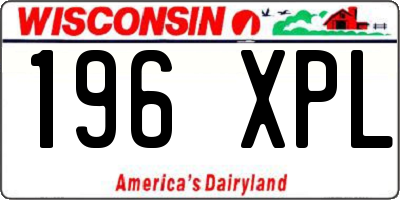 WI license plate 196XPL