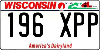 WI license plate 196XPP