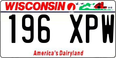 WI license plate 196XPW