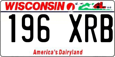 WI license plate 196XRB