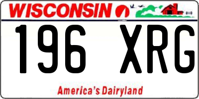 WI license plate 196XRG