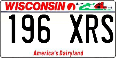 WI license plate 196XRS