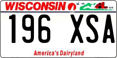 WI license plate 196XSA