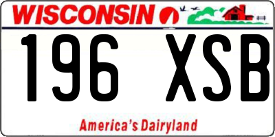WI license plate 196XSB