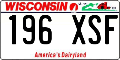 WI license plate 196XSF