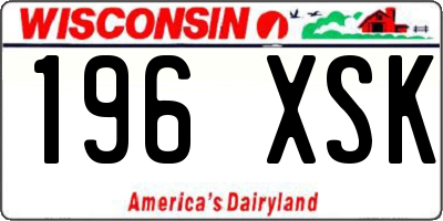 WI license plate 196XSK