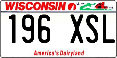 WI license plate 196XSL
