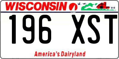 WI license plate 196XST