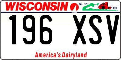 WI license plate 196XSV