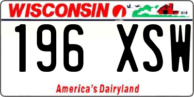 WI license plate 196XSW