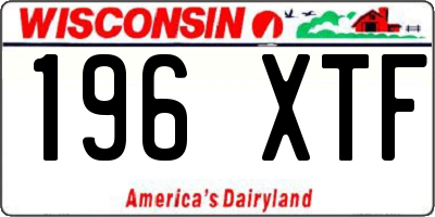WI license plate 196XTF