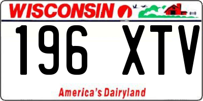 WI license plate 196XTV