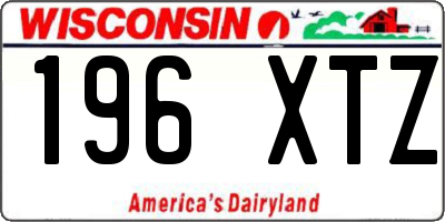 WI license plate 196XTZ