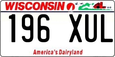 WI license plate 196XUL