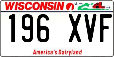 WI license plate 196XVF
