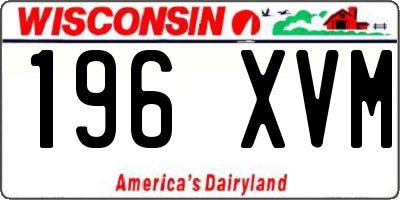 WI license plate 196XVM