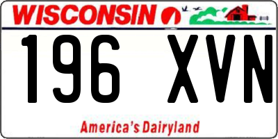 WI license plate 196XVN