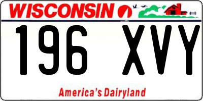 WI license plate 196XVY